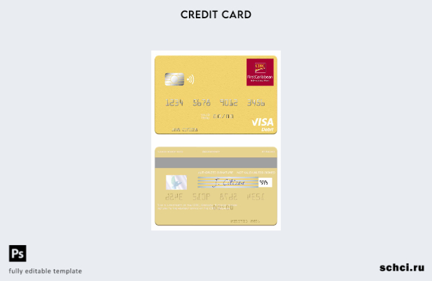 цифровая загрузка шаблона дебетовой карты Visa CBIC Гренады